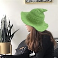 Miniatyrbild 4 av 5: Kvinnor Häxhatt för Halloween Ull Hattar Bred brätte pire tickad style 7 S