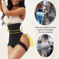 Miniatyrbilde 3 av 4: 2-i-1 Casual High Waist Hip Lifting Shaper Bukser for kvinner Black XXL