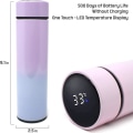 Miniatyrbild 4 av 6: Isolerad vattenflaska Kaffe Te Resemugg Termos Vattenflaska med temperaturdisplay 500mL/16,9 Fl.oz - Håller sig varm eller kall i 12 timmar (rosa)