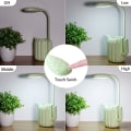 Miniatyrbilde 3 av 5: Bordlampe for barn, sengelampe med svanehals 3 lysstyrkenivåer, dimbar LED-bordlampe med berøringsknapp og pennholder, grønn NO:2