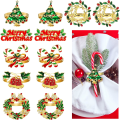 Miniatyrbild 1 av 5: Set med 12 jul servettringar, jul servettringar guld jul