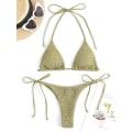 Pikkukuva 2 / 5: Naisten riimubikinit Kolmio Ribbineulottu String Smokki Uima-asut Cheeky Thong