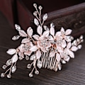 Miniatyrbild 3 av 4: Rosa/Silver#F Bröllop Kristall Hår Vines Blomma Leaf Headpieces