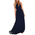 Miniatyrbillede 4 af 5: Damekjole Cross Halter Off Shoulder Brudepigekjole Lang axi Royal Blue M