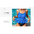 Miniatyrbild 6 av 7: Kvinnor Falbala Bikiniset Grimma hög midja set 2 delar volang magkontroll Peplum Spaghetti StrapTankini,M
