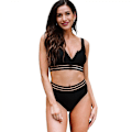 Miniatyrbillede 1 af 5: Damsport Lav Scoop Crop Top Højtaljet Todelt Badedragt l (FMY)