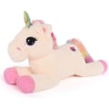 Miniatyrbild 7 av 8: MorisMos Giant Unicorn Gosedjur 32`` Söt mjuk enhörning plyschleksak pink beige 43"