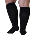 Miniatyrbillede 4 af 5: Kompressionsstrømper - Plus Size - 20-30 mmHg - Unisex - Ekstra bred læg HI - Uigennemsigtig, lukket tå - Sort/7X-stor
