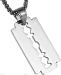Miniatyrbillede 1 af 4: Herre rustfrit stål barberblad model dog tag vedhæng Hip Hop Ne
