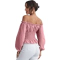 Miniatyrbilde 2 av 4: Off Shoulder Ruffle Peplum Korsett Damer Rynkete Puff Lange Ermer Topper Bluse