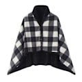 Miniatyrbilde 1 av 4: Dame Multiway Rutete Poncho Sjal Wrap Fleece Bærbar Teppe Ultra Myk Sherpa Flanell Cape（Svart Hvit） qd black white