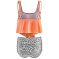 Miniatyrbild 2 av 3: Dam Volanger Tankini Bikini Set Hög midja Baddräkt Baddräkt Strandbadkläder L M