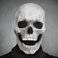 Miniatyrbillede 4 af 7: Halloween Voksen Latex Maske 3D Helhoved Skelet Maske Kranie light color