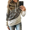 Miniatyrbilde 1 av 3: Hettegenser for dame med turtleneck sweatshirt hoodie sport camo genser Camouflage + Khaki M