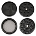 Miniatyrbilde 6 av 6: Kvern Pollenkross 4 deler Sett Urtekvern Sinklegering for Black