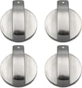 Set med 4 silverfärgade metallvred för gasspis, ugn eller häll - Fästhålsdiameter 6 mm