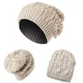 Miniatyrbilde 3 av 4: Cap Mode Hold Varm Vinterluer Strikket Ullue beige