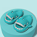 Miniatyrbilde 2 av 2: Shark Tøfler Sklisikre dusj Badesko Myke sommersandaler for jenter og gutter New_h green 34 35