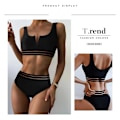 Miniatyrbillede 4 af 5: Damsport Lav Scoop Crop Top Højtaljet Todelt Badedragt l (FMY)