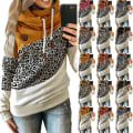 Miniatyrbilde 3 av 3: Hettegenser for dame med turtleneck sweatshirt hoodie sport camo genser Leopard + orange 2XL