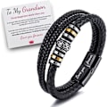 Miniatyrbild 2 av 5: Till min son/till mitt barnbarn - "I Will Always Be With You" Flätat läderarmband för män, inspirerande armband i rostfritt stål, män