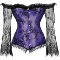 Miniatyrbilde 1 av 5: Korsetter for kvinner Overbust Bustier Topp Gotisk Sexy Skulder Pueple XL