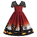 Miniatyrbillede 3 af 4: Kvinders rundhalsede Casual Halloween-kjole red XL