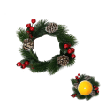 Miniatyrbild 5 av 5: Konstgjorda snöiga ceder- och bärljusringar Jul Faux Cederkvistar Krans Minifönster Spegel Kransar Kottar Red 4pcs