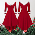 Miniatyrbild 2 av 5: Vuxen julgungklänning Fancy Dress Xmas Red Costumes M