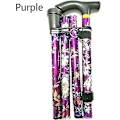 Miniatyrbillede 1 af 3: Foldbar stok Justerbar Blomstret vandrestok i aluminium til vandring Camping Holdbar mobilitetshjælp Purple