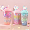 Miniatyrbilde 8 av 8: Unicorn Ice Cup vannflaske Gradient Girl Heart e Straw Cup Blue