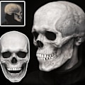 Miniatyrbillede 7 af 7: Halloween Voksen Latex Maske 3D Helhoved Skelet Maske Kranie light color