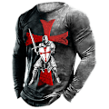Pikkukuva 2 / 5: Vintage Print T-paita 3d Templar Paita Amerikkalainen pitkähihainen 6 European size-4XL