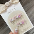 Miniatyrbilde 3 av 7: 10 stk Ren manuell falsk negl Camellia Love Diamond Håndlaget XS XSShort
