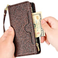 Miniatyrbild 5 av 5: Fodral för Samsung Galaxy Z Fold 2 Cover Zipper Magnetic Wallet Card Holder Pu Läder Flip Case Brown A
