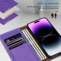 Miniatyrbild 5 av 5: Case för Iphone 15 med Rfid-blockering, stativ Pu-läder skyddande case Stötsäkert skyddande phone case Black For iPhone 15 Pro