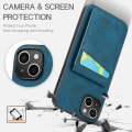 Miniatyrbild 4 av 5: FIERRE SHANN Korthållare Phone case för iPhone 13 RFID Blocking PU Läder+TPU Kickstand Cover Blue