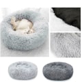 Miniatyrbild 1 av 2: Tvättbar Lugnande Bekväm Donut Style Plysch Katt- eller Hundsäng Light Grey S