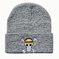 Miniatyrbild 1 av 3: One Piece Anime Theme Pirate Monkey D.luffy Pattern Beanie Hat For Herr Kvinnor Unisex Vinter Varm Manschett Cap Mjuk Stretch Stickad Beanies Gray
