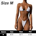 Miniatyrbild 2 av 5: Bikini Set Bandage Solid brasiliansk baddräkt Baddräkt Vadderade string baddräkter white M