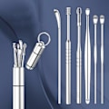Miniatyrbild 1 av 5: 6 delars set i rostfritt stål Spiral Spring Ear Pick Cleaner null none