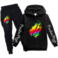 Miniatyrbild 2 av 2: Tecknade barn Prestonplayz Sweatshirts Tonårsflickor Pojkar Preston Playz Vår Höst Sport Fritid Långärmade Huvtröjor Set PH1501-2-RD 150CM(11-12Y)