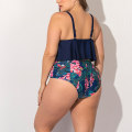 Miniatyrbild 4 av 4: Dambaddräkter Baddräkt Dam Bikiniset med print Set Tvådelade baddräkter Badkläder Stranddräkt Baddräkter Navy XXXL