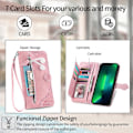 Miniatyrbild 4 av 4: Case För Iphone 13/13 Pro Wallet Telefon Case För Iphone 13 Mini Zipper Wallet Flip Case För Iphone 13 Pro Max Pink 13 Pro Max