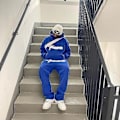 Miniatyrbild 4 av 5: Nofs Streetwear träningsoveraller för män , Letters Printless Hoodies And Sweatpants Y2k Herr, Hip Hop Byxor Blue S