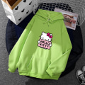 Miniatyrbild 1 av 5: Tecknad Sanrio Hello-kitty Söt huvtröja för kvinnor Koreanska flickor Modetröja Vår och höst Modell Kläder Casual Långärmad L green
