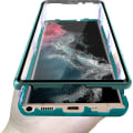 Miniatyrbild 1 av 4: Case för Samsung S22 Ultra, dubbelsidigt phone case i härdat glas med skärmskydd green