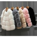 Miniatyrbild 1 av 2: Barn fuskpäls Baby Tjock Parka Girl Warm Coat Jacka Kappa Ytterkläder Barn Camel 140CM