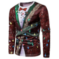 Miniatyrbild 1 av 3: Män Jul Roligt print ful T-shirt Xmas Party Casual Nyhet Långärmade toppar CT479 S