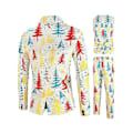 Miniatyrbild 2 av 3: Jul Vit Dräkt Outfit 3st/ set Kavaj kostym Väst Kavaj Byxa Jultomte printed högtidlig klänning Set Tmall 4XL